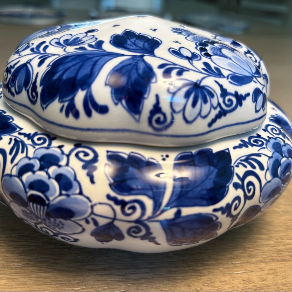 Blue and White Floral Royal Delft Box.